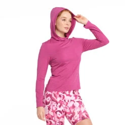 Womens Active Jersey Hoodie - Wild Aster -Trendy Beach Hat 230804 CancerCouncil Ecom CCCCC145273 0599 5000px