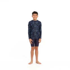 Kids Blue Bay Floral LS Rashie -Trendy Beach Hat 230804 CancerCouncil Ecom CCCCC457203 0791 5000px