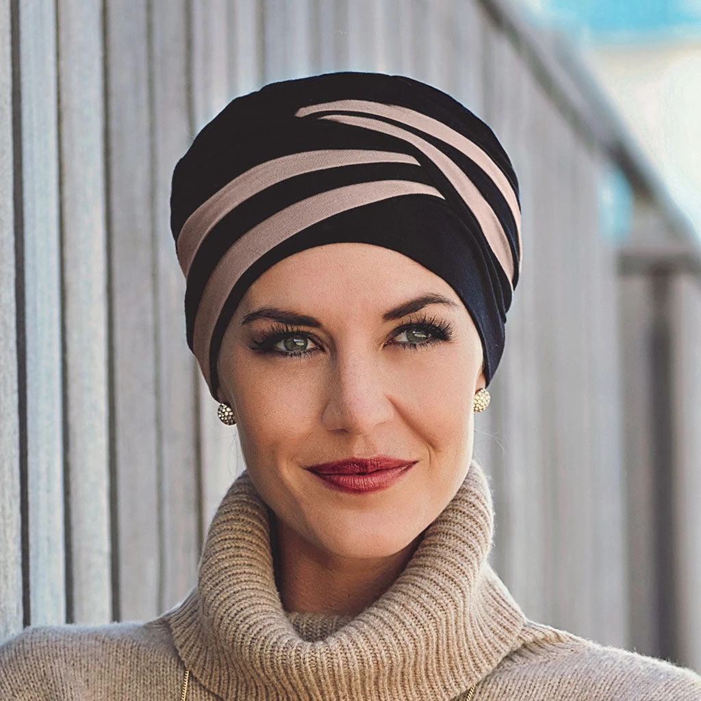 Christine Shanti Turban - Black/Taupe 3 Christine Shanti Turban - Black/Taupe