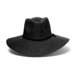 Marie Wide Brim Fedora Hat - Black -Trendy Beach Hat RL678Blackfrontcopy