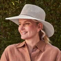Marie Wide Brim Fedora Hat - Stone -Trendy Beach Hat RL678MarieStoneLSPS