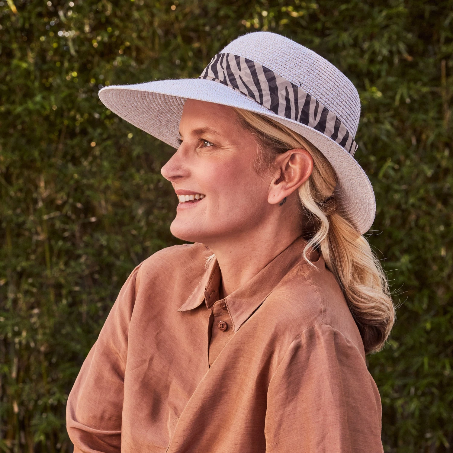 Selena Cloche Hat - Camel/White 4 Selena Cloche Hat - Camel/White - Image 2