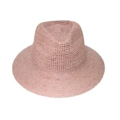 Flora Raffia Fedora Hat - Light Pink -Trendy Beach Hat RL887FloraLightPink 3