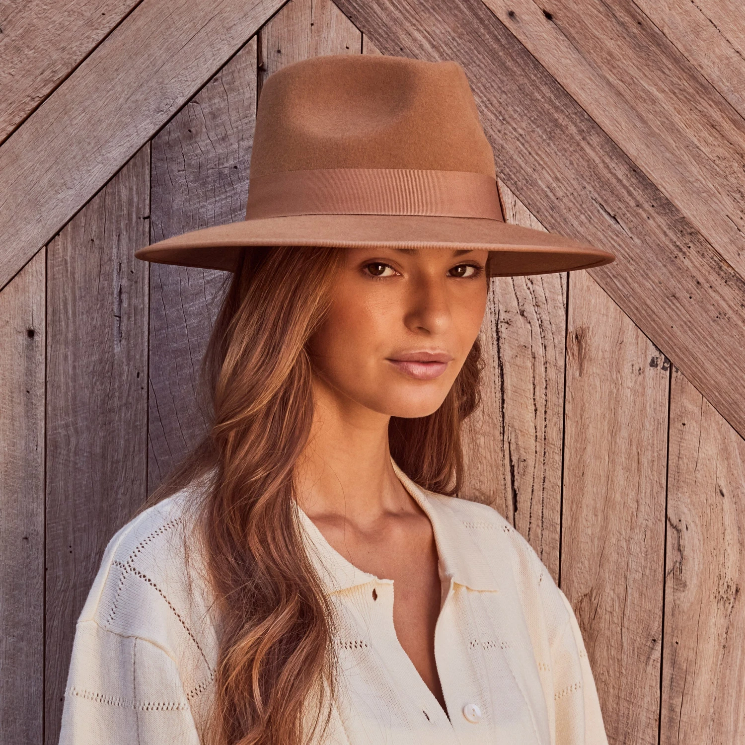 Hallie Felt Fedora Hat - Camel 4 Hallie Felt Fedora Hat - Camel - Image 2