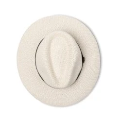 Outback Lightweight Fedora Hat - Ivory/Black -Trendy Beach Hat RM733IvoryBlackabove