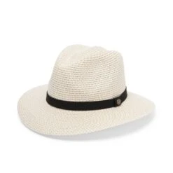 Outback Lightweight Fedora Hat - Ivory/Black