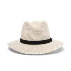 Outback Lightweight Fedora Hat - Ivory/Black -Trendy Beach Hat RM733IvoryBlackfront