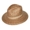 Kennedy Fedora Hat - Natural -Trendy Beach Hat RM873LtNaturalBeigeBurPleaherTrim
